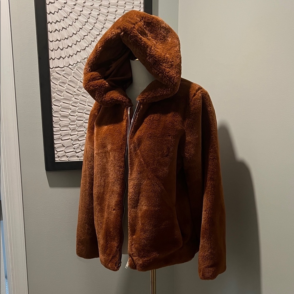 Rachel Zoe Brown Faux Fur Jacket NWOT - Picture 3 of 6